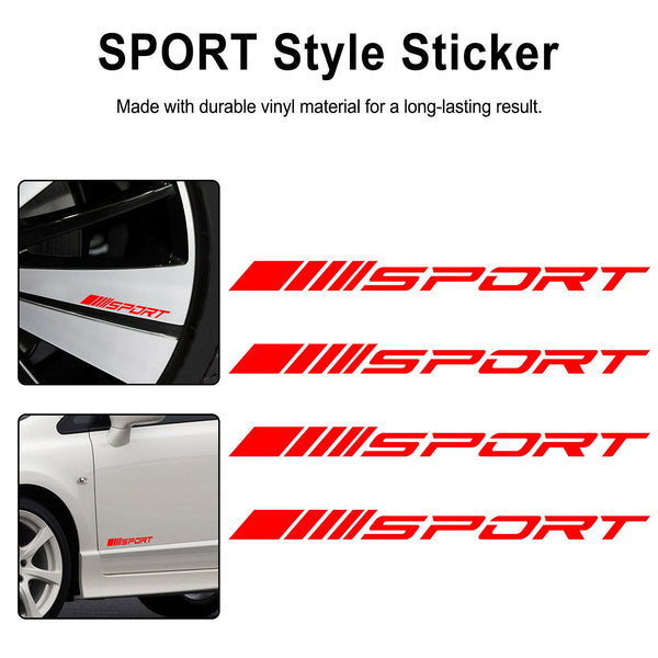 4 Stück SPORT Style Car Rims Wheel Hub Racing Sticker Graphic Decal Strip Red Generic