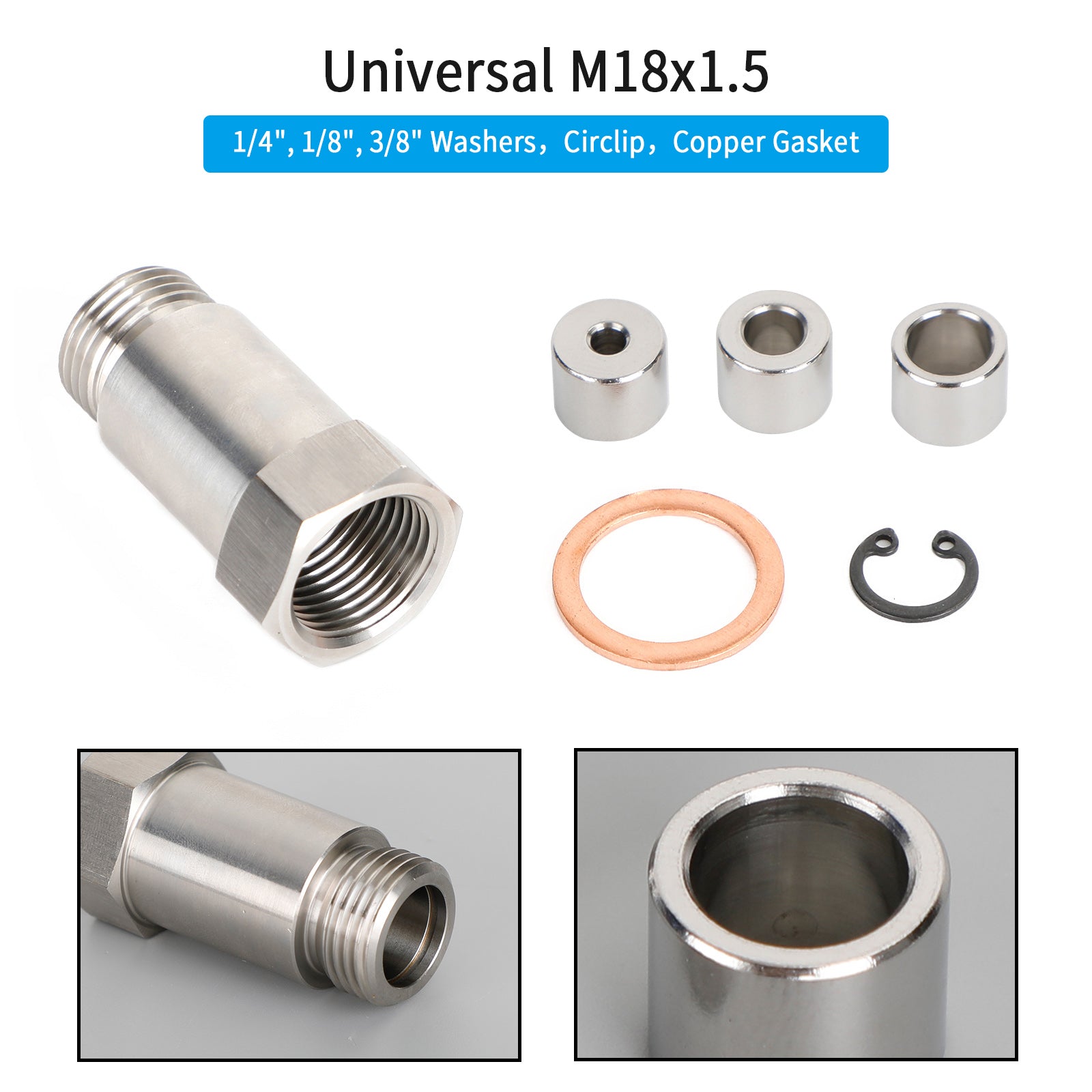 M18 x 1.5 45MM O2 Sensor de oxígeno Extensión Extensor Adaptador Espaciador Kit GEneric