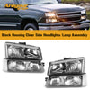 03-06 Silverado 1500/3500/1500 HD/500 HD Black Housing Clear Side Headlights/Lamp Assembly 10396913 15199557 2503224 Generic