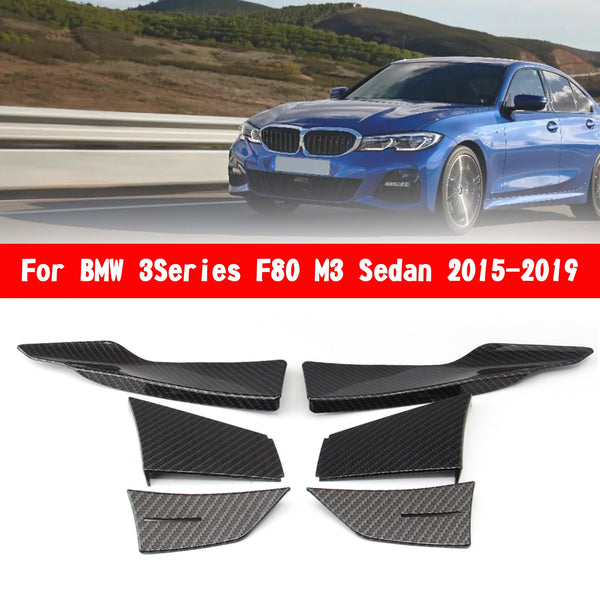 Carbon Fiber Front Lip Splitter Fins Body Spoiler Fit BMW 3-Series F80 M3 15-19 Generic