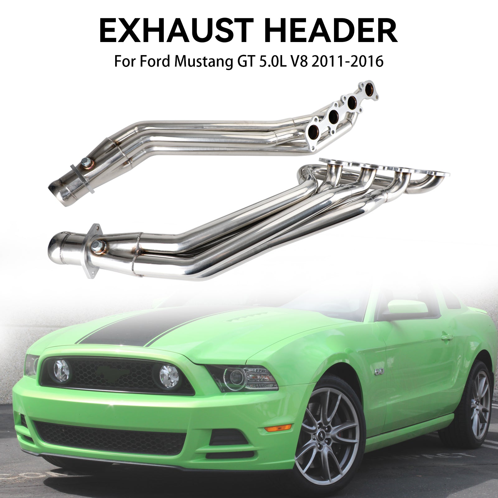 2011-2016 Ford Mustang GT 5.0L V8 2PCS Cabeçalho de escape em aço inoxidável
