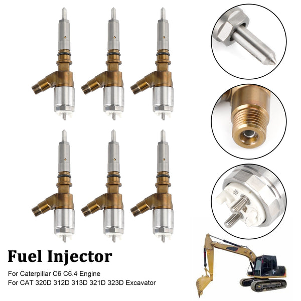 Injetores de combustível 3264700 10R-7675 genéricos da máquina escavadora 6PCS CAT 320D 312D 313D 321D 323D