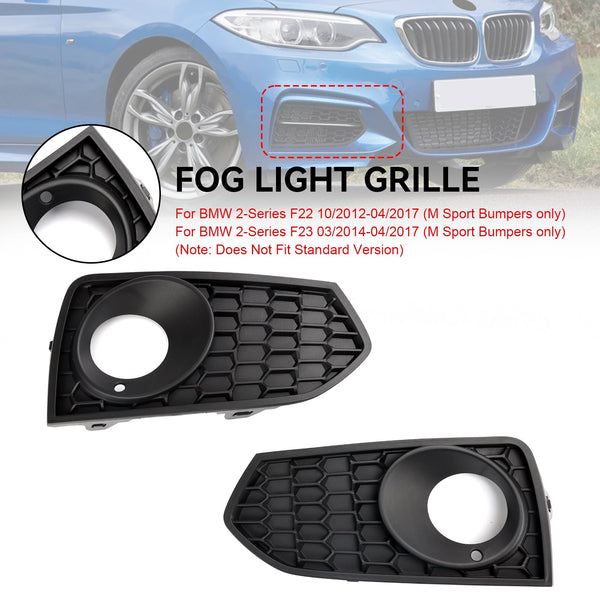 10/2012-04/2017 BMW 2-Series F22 (M Sport Bumpers only) 2PCS Front Bumper Fog Light Grille Grill 51118055319 51118055320 Generic