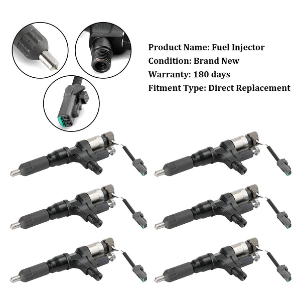 Hino 3.8L 4.7L 5.0L 6.5L 7.7L 6PCS Fuel Injectors 095000-6593 CB84034501S 095000-6594 Generic