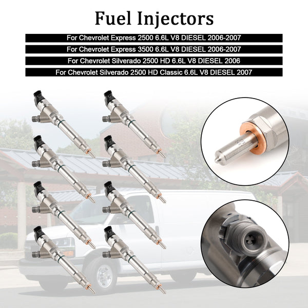 2006 Chevy Silverado 2500 HD 6.6L V8 DIESEL 8PCS Fuel Injector 0445120042 0445120082 19208742