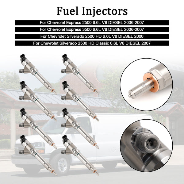 2006-2007 Chevrolet Express 2500/3500 6.6L V8 DIESEL 8PCS Fuel Injector 0445120042 0445120082 19208742 Generic