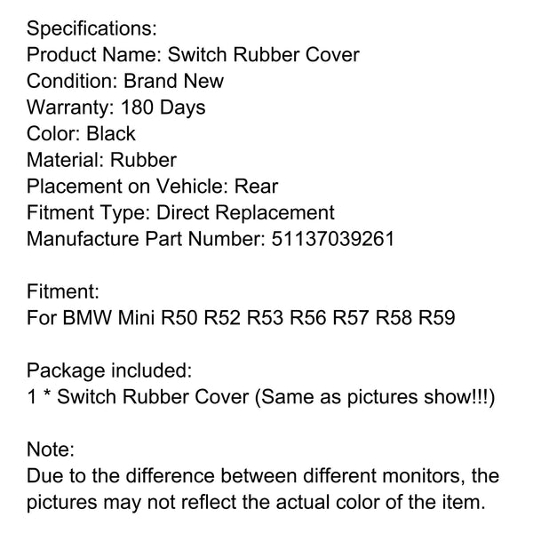 BMW Mini R50 R52 R53 R56 R57 R58 R59 Hintertürschalter Gummiabdeckung Pad Griff 51137039261 Generisch