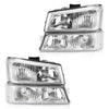 2003-2006 Silverado 1500/1500HD/2500HD/3500 Chrome Housing Clear Side Headlights/Lamp Assembly 2502257 2503257 10366037