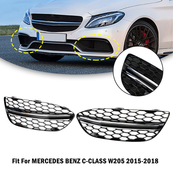 2015-2018 BENZ C-CLASS W205 Black Chrome Front Fog Light Cover 14475205 2058851623 Generic
