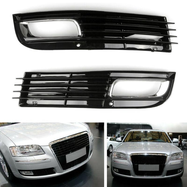 Pair ABS Car Lower Bumper Grille Fog Light Grill Chromed For 2008-2010 Audi A8 D3 Generic
