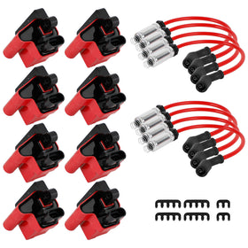 GMC SIERRA 1500 2500 1999-2007 8x D581 Square Ignition Coils Ultra High & Spark Plug Wires 3859078 12556893 12558693 Generic