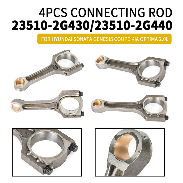 4PCS Connecting Rod 235102G440 235102G430 Fit 2013-2014 Hyundai Genesis Coupe 2.0L Generic