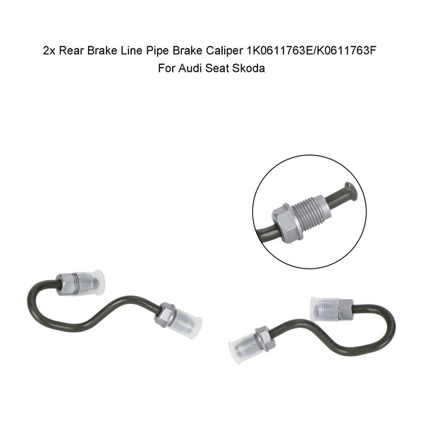 06.2008-05.2014 III Box Body / Hatchback 137 2x Rear Brake Line Pipe Brake Caliper 1K0611763E 1K0611763F