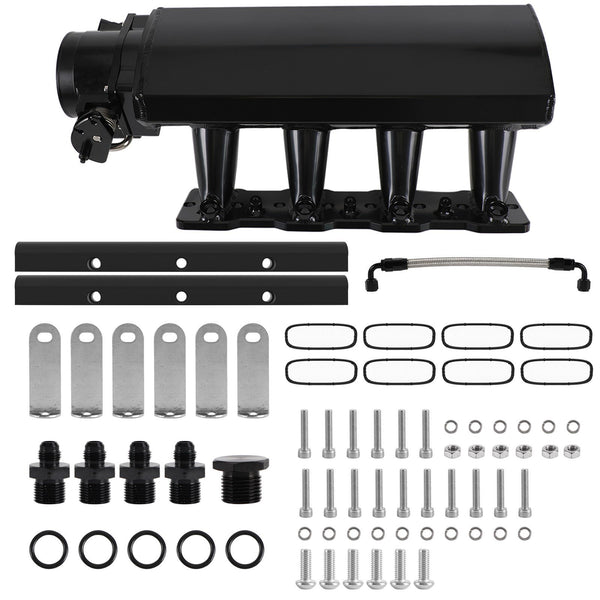 Chevrolet Small Block V8 GEN. Collettore di aspirazione da 102 mm con base LS III/IV con porta della cattedrale delle rotaie del carburante generico