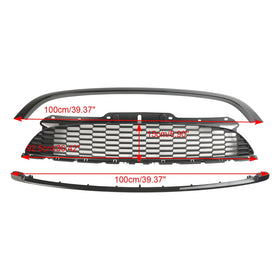 2008-2014 MINI R55 Cooper S & JCW 5-Door Estate 3PCS Gloss Black Front Grille Grill Generic