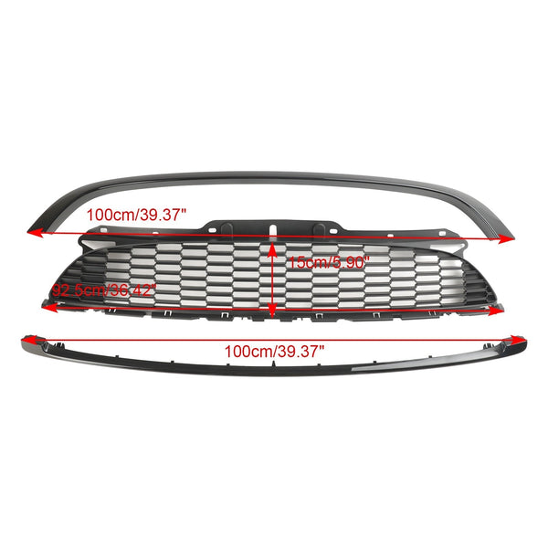 2009–2013 Mini R57 Cooper S & JCW 2-türiges Cabrio, 3 Stück, glänzend schwarzer Frontgrill, Grill, generisch