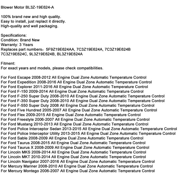 Modulo di controllo della resistenza del motore del ventilatore AC HVAC della ventola del riscaldatore Ford F150 Navigator generico