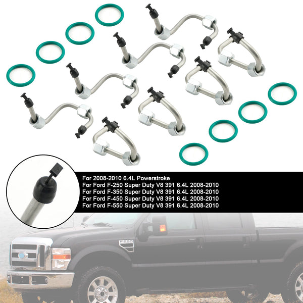 2008-2010 Ford F-250 F-350 F-450 F-550 Super Duty V8 391 6.4L 8PCS Brandstofinjectorinstallatieset met injectorlijn 8C3Z9229A Generiek