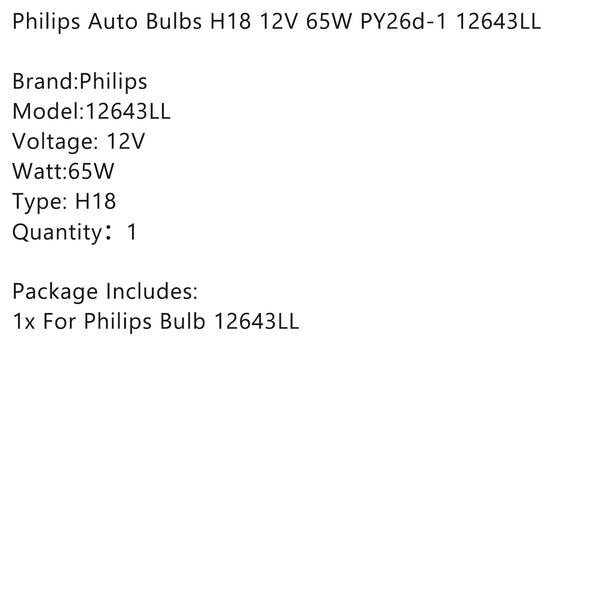For Philips Auto Bulbs H18 12V 65W PY26d-1 12643LL Generic