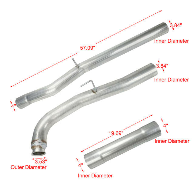 4'' eksospotterør for Chevy Silverado GMC Sierra 6.6L Duramax Diesel 2011-2015