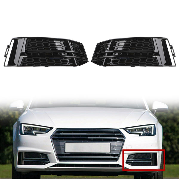 2016-2018 Audi A4 B9 S-LINE Black Front Fog Light Cover Bumper Grill Generic
