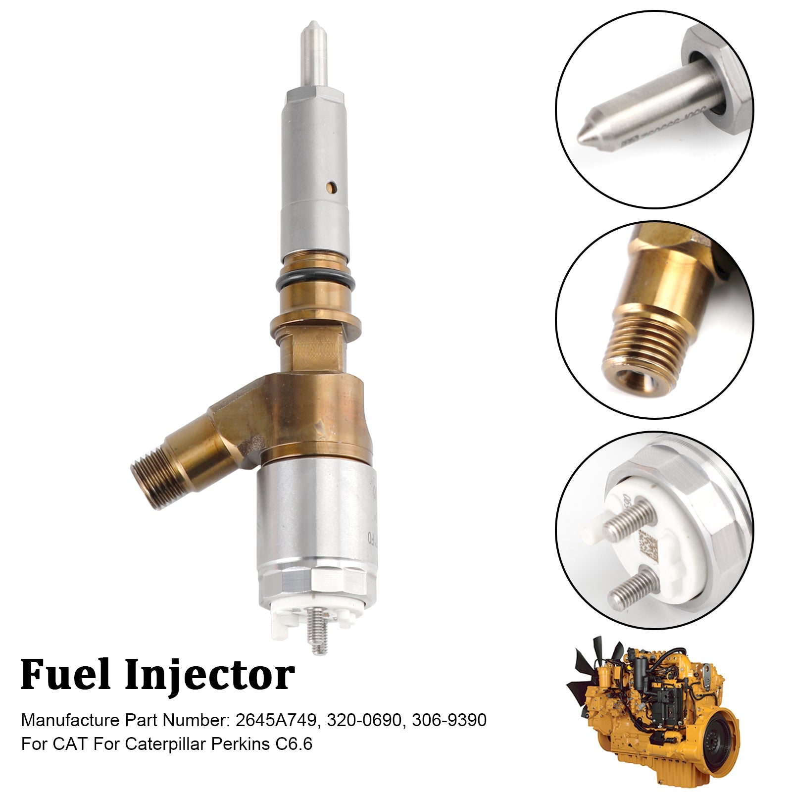 CAT para inyector de combustible Caterpillar Perkins C6.6 1PS 2645A749 320-0690 306-9390