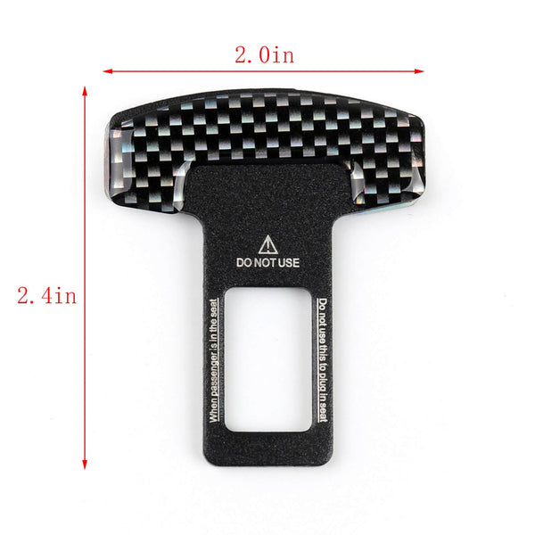 2PCS Universal Carbon Fiber Car Safety Seat Belt Buckle Alarm Stopper Clip Clamp