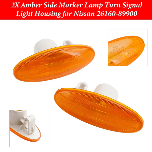 2011-2017 Nissan Leaf 2X Amber/Smoked Side Marker Lamp Turn Signal Light Housing 26160-89900A Generic