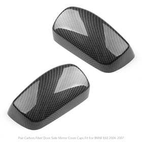 2004-2007 BMW E60 Pair Carbon Fiber Door Side Mirror Cover Caps Fit