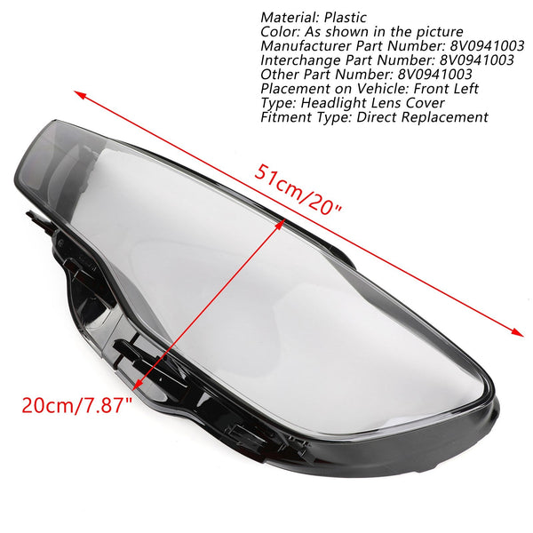 2013-2016 Audi A3 Couvercle de phare transparent Lentille de phare gauche 8V0941003 Générique