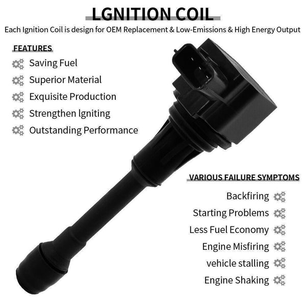 2008-2012 Infiniti EX35 3.5L V6 6PCS Ignition coil+6PCS Spark Plug UF550 CUF2118 673-4029 5C1727