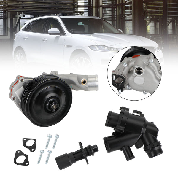 Wasserpumpe mit Schrauben, Dichtungen, Anschluss + Thermostat-Set LR097165 766192 LR028136 für Jaguar Land Rover Generic