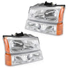 2003-2006 Chevr Silverado 1500/1500HD/2500HD/3500 Chrome Housing Amber Side Headlights/Lamp Assembly 15199556 10366038