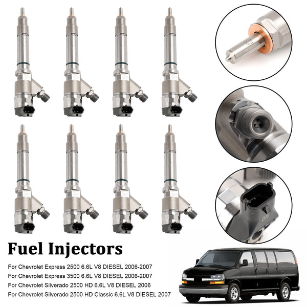 2006 Chevy Silverado 2500 HD 6.6L V8 DIESEL 8PCS Fuel Injector 0445120042 0445120082 19208742 Generic