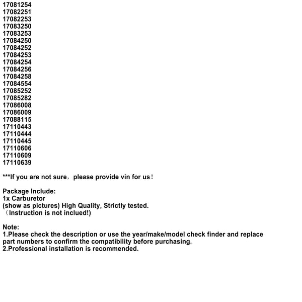 1981-1990 Buick/Cadillac/Oldsmobile 305 (5.0L) Motorer Förgasare 11-1255 Generic