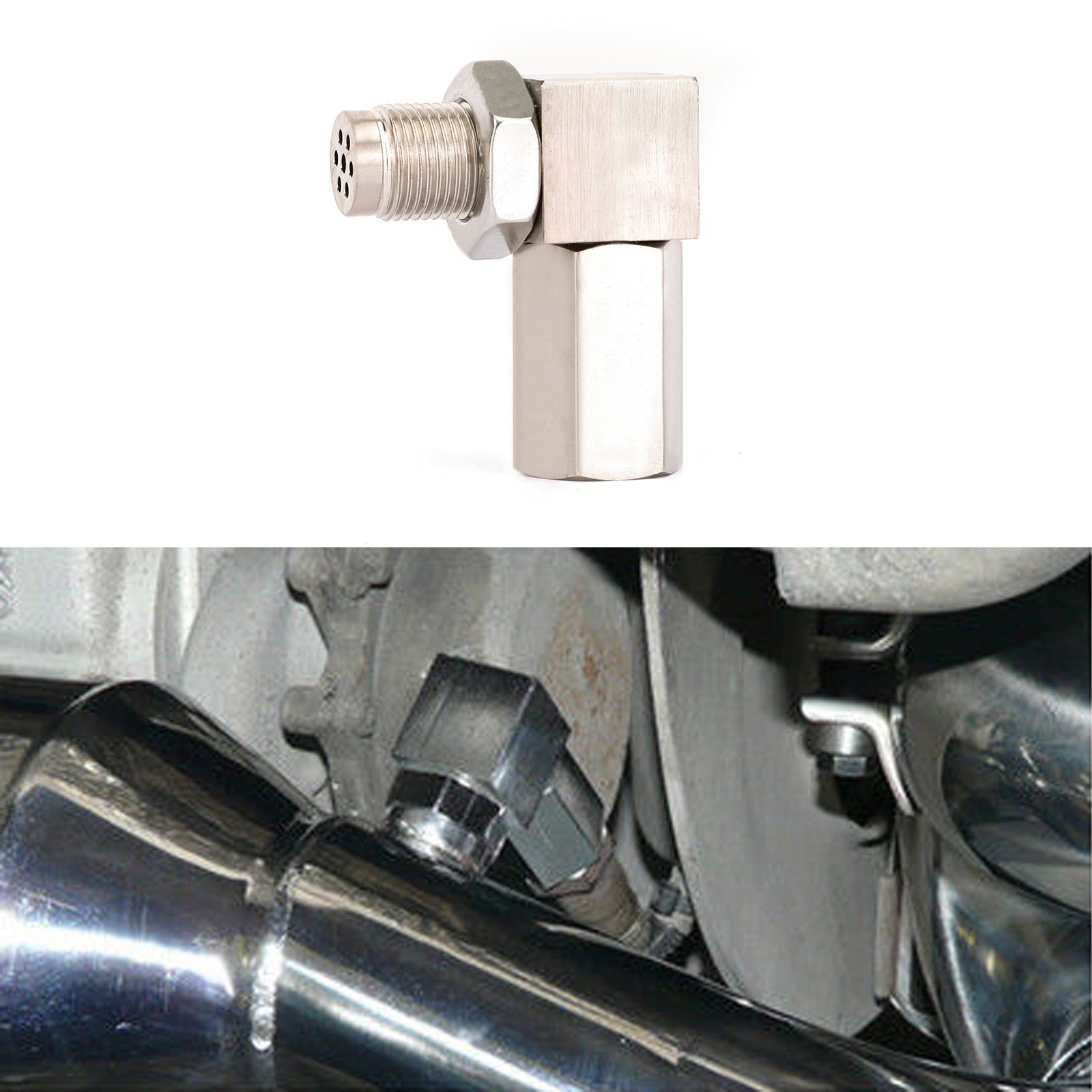 90° O2 Oksygensensor Avstandsstykke Motorlys CEL Check Bung Mini Katalysator Euro 5 standard