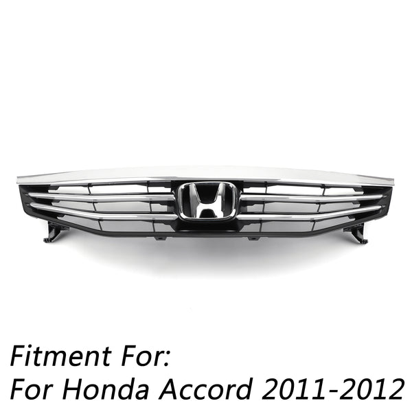 2011-2012 Honda Accord 4 Door Models Upper Bumper Hood Black Chrome Front Grille Generic