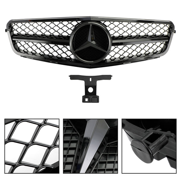 2008-2013 Benz C-Class W204 Front Bumper Grill With Logo Black Radiator AMG Style Generic