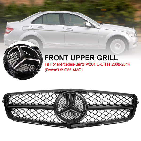 Benz C-Class W204 C300 C350 2008-2014 AMG Front Bumper Grille Grill w/LED Generic
