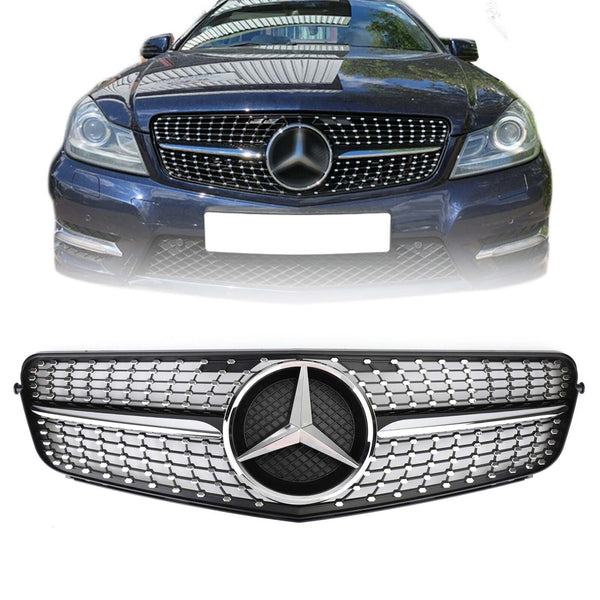 2008–2014 Benz W204 C200 C300 Diamond Black Chrome Frontgrill Grill Generic