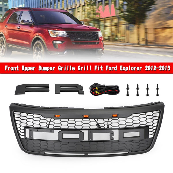2012-2015 Explorer Bumper Ford Grill With Lights Replacement ABS Front Upper Bumper Grille Generic