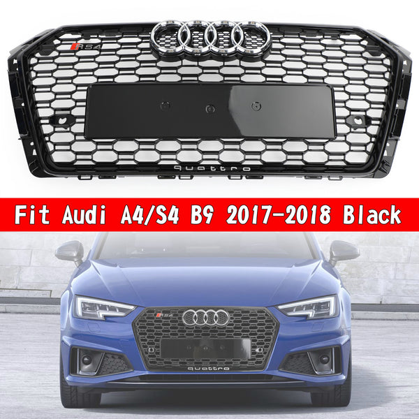 2017-2018 Audi A4/S4 Black Honeycomb RS4 Style Mesh Hex Grill Ersättning Generic