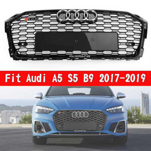 2017-2019 アウディ A5/A5 クワトロ/A5 スポーツバック/S5 ハニカム RS5 スタイル ハニカム スポーツ メッシュ ヘックス グリル グリル ジェネリック