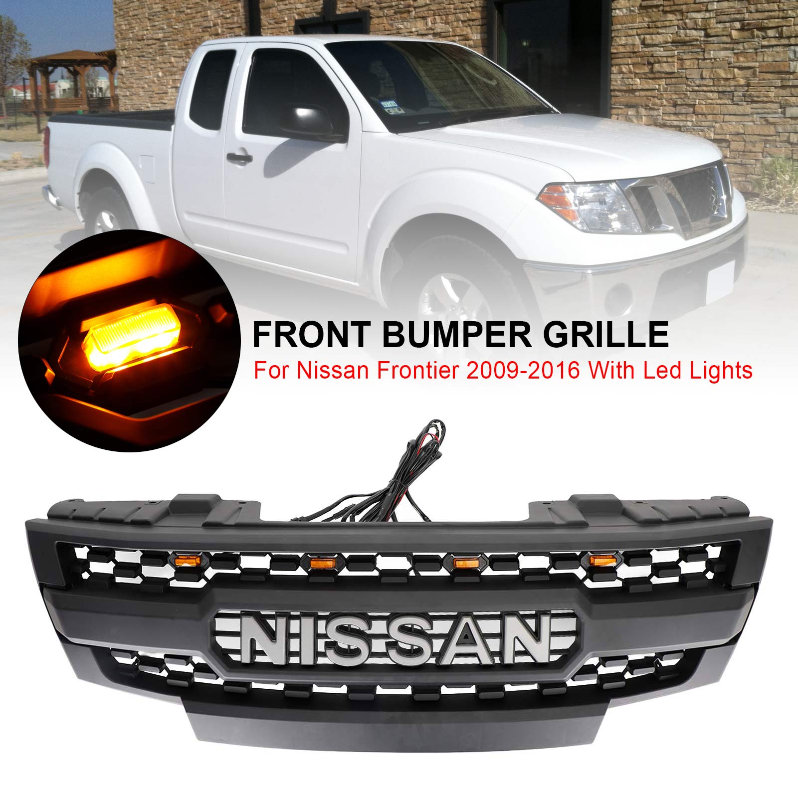 Dropship Front Grill Bumper Grille Fit For NISSAN FRONTIER 2009-2016 With  Amber Light to Sell Online at a Lower Price