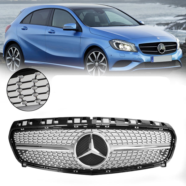 Benz 2013-2015W176 A-KLASS Främre stötfångare Grill Svart/Krom Generisk