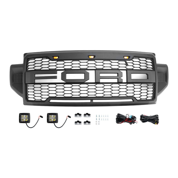 Ford 2021-2022 F250 F350 F550 Super Duty Raptor Style Front Bumper Grill W/LED Lights Generic