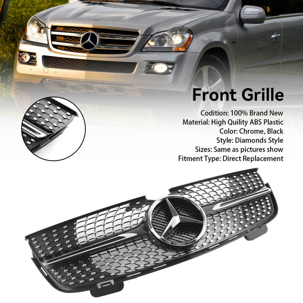 2007-2009 Mercedes Benz GL-Class X164 GL320 Chrome Diamonds Front Bumper Grille 1648880223 Generic