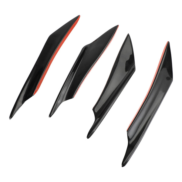 4 stks Universele Auto Voorbumper Vinnen Body Splitter Spoiler Canards Glanzend Zwart Generiek