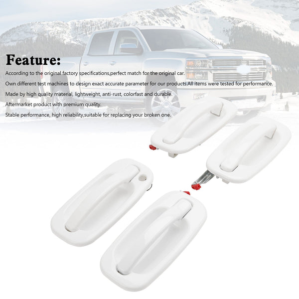 Chevy Silverado 1500/2500/3500 4PCS Exterior White Painted Door Handle Set 19356468 19356469