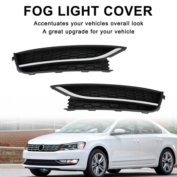 2012-2015 VW Passat 2PCS Front Driving Dim Light Cover Black/Chrome Generic